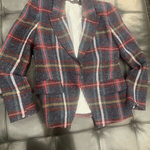 Veronica Beard Multicolor Plaid Twead Tweed Blazer